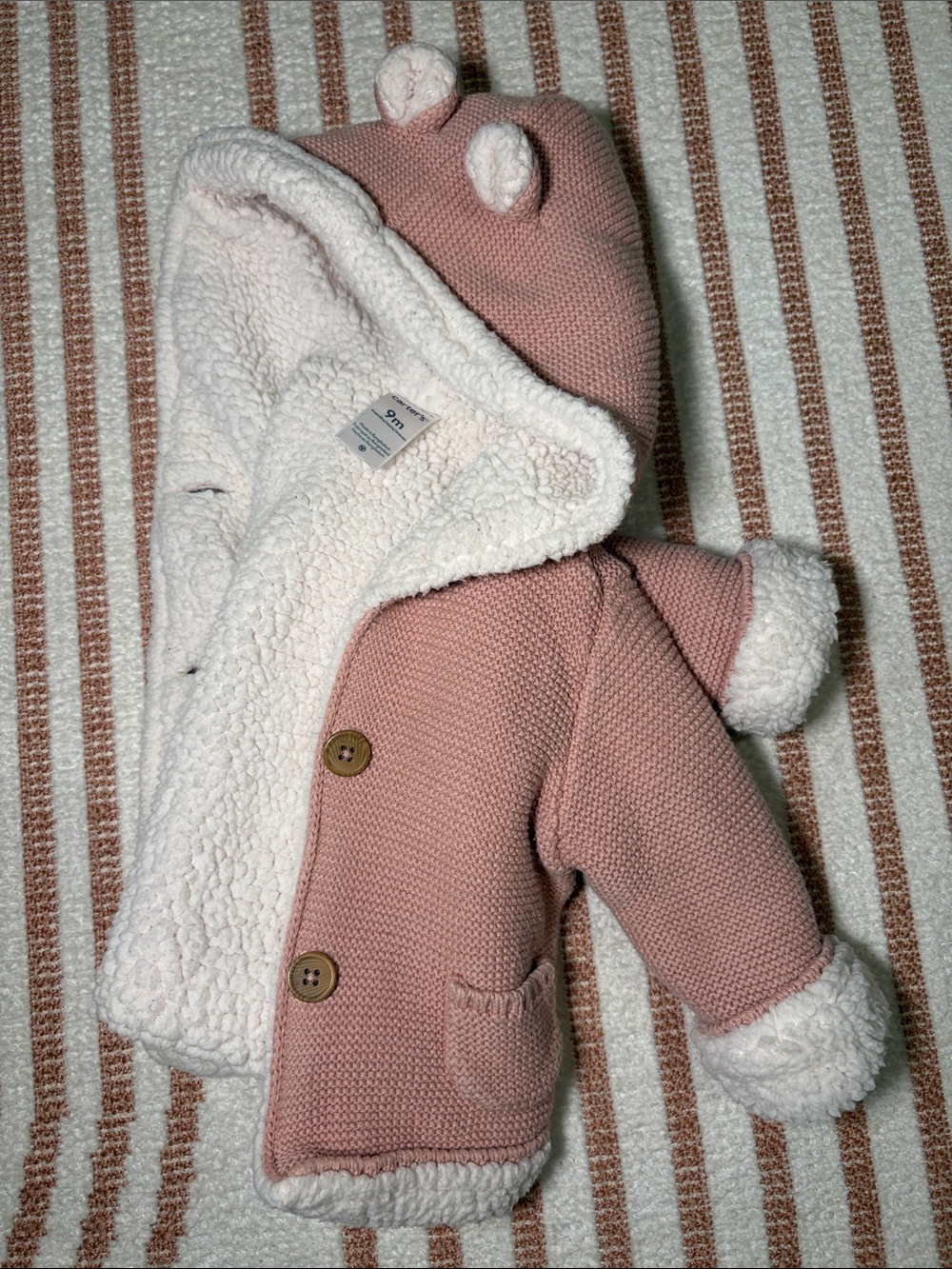 Carter's Dusty Pink Sherpa-Lined Hooded Baby Coat